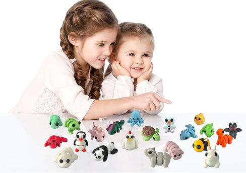21 PCS MINI 3D Printed Animal Set ، ألعاب حيوانية لطيفة مرنة لعيد الميلاد ، رأس السنة الجديدة ، هدايا أعياد الميلاد وديكور سطح المكتب على سطح المكتب in Kuwait