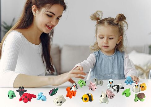 21 PCS MINI 3D Printed Animal Set ، ألعاب حيوانية لطيفة مرنة لعيد الميلاد ، رأس السنة الجديدة ، هدايا أعياد الميلاد وديكور سطح المكتب على سطح المكتب in Kuwait