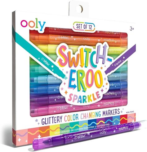 Ooly 12 Pack Sparkle Switch-eroo Color Changing Markers, Double Ended Chisel Tip Color Change Markers for Art Supplies, Drawing and Stationery Sets in Saudi Arabia