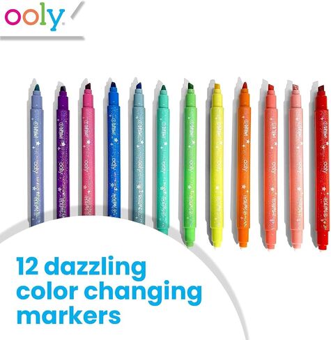 Ooly 12 Pack Sparkle Switch-eroo Color Changing Markers, Double Ended Chisel Tip Color Change Markers for Art Supplies, Drawing and Stationery Sets in Saudi Arabia