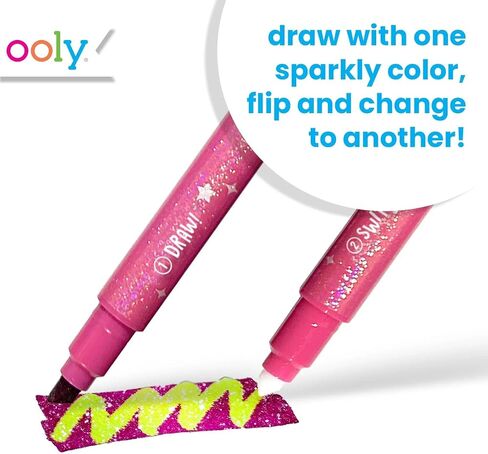 Ooly 12 Pack Sparkle Switch-eroo Color Changing Markers, Double Ended Chisel Tip Color Change Markers for Art Supplies, Drawing and Stationery Sets in Saudi Arabia