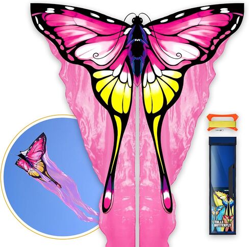 SGftre Tulle Butterfly Pink Kite，Extremely Easy to Fly, Perfect Beach Kites for Family Outdoor Activities, Ideal for Adults and Kids, Includes Kite Thread (Pink) in Saudi Arabia
