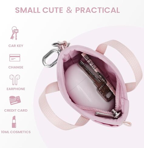 Coin Purse Mini Tote Bag Keychain Small Change Purse Key Pouch Charm Pink Cute Makeup Bag Wallets Accessories for Handbags in Kuwait