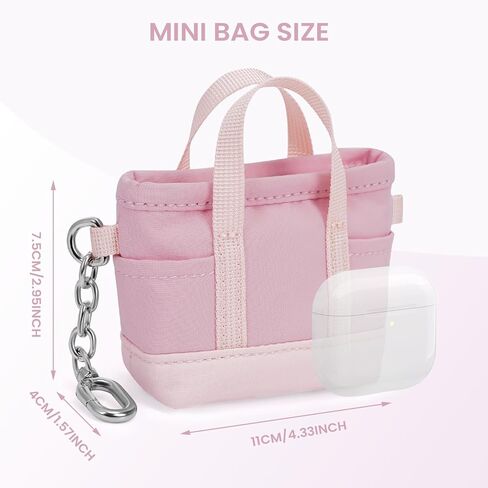Coin Purse Mini Tote Bag Keychain Small Change Purse Key Pouch Charm Pink Cute Makeup Bag Wallets Accessories for Handbags in Kuwait