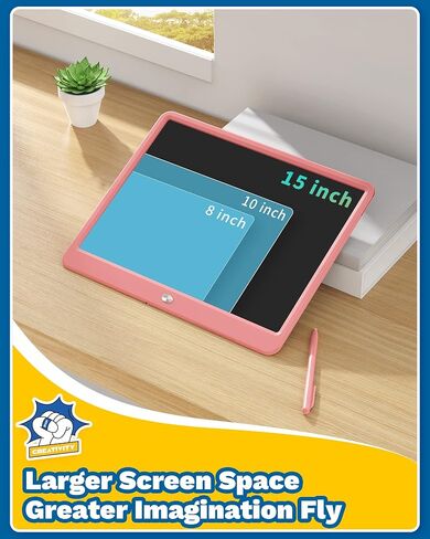 TEKFUN Teen Girl Gifts Ideas, 15inch LCD Writing Tablet for Kids Age 8-10 and Up, Doodle Board 4 5 6 7 Year Old Girl Toys, Mothdays Day Gifts Homeschool Supplies Easter Gifts for Toddlers (Pink) in Saudi Arabia