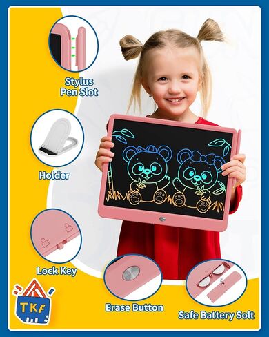 TEKFUN Teen Girl Gifts Ideas, 15inch LCD Writing Tablet for Kids Age 8-10 and Up, Doodle Board 4 5 6 7 Year Old Girl Toys, Mothdays Day Gifts Homeschool Supplies Easter Gifts for Toddlers (Pink) in Saudi Arabia