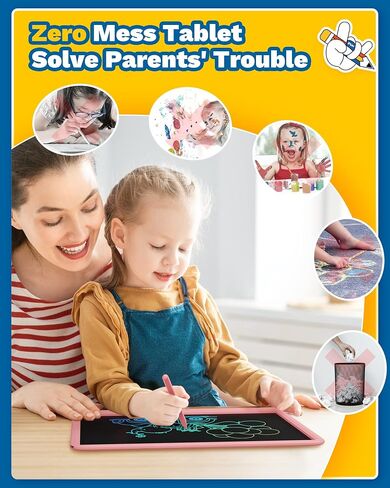 TEKFUN Teen Girl Gifts Ideas, 15inch LCD Writing Tablet for Kids Age 8-10 and Up, Doodle Board 4 5 6 7 Year Old Girl Toys, Mothdays Day Gifts Homeschool Supplies Easter Gifts for Toddlers (Pink) in Saudi Arabia