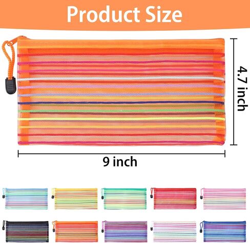 40 Pack 10 Colors Mesh Zipper Pouch Bags, Small Pouch Pencil Pouch Bulk, Cosmetics Makeup Bags Accessories Storage Bag, Home Organizing Office School Classroom Supplies in Kuwait