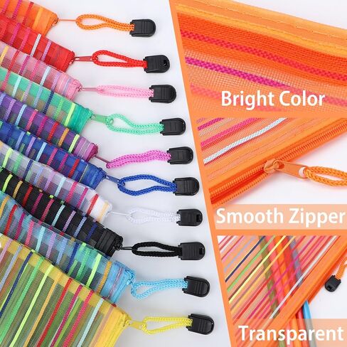 40 Pack 10 Colors Mesh Zipper Pouch Bags, Small Pouch Pencil Pouch Bulk, Cosmetics Makeup Bags Accessories Storage Bag, Home Organizing Office School Classroom Supplies in Kuwait