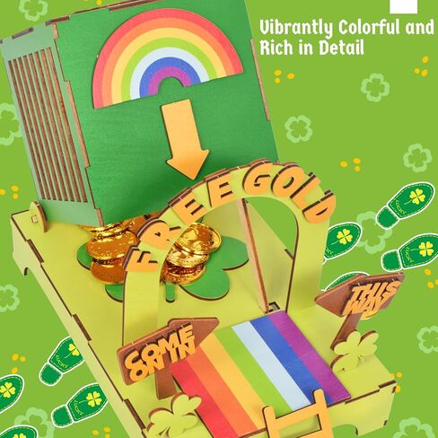 St Patricks Day Wooden Leprechaun Trap Kit for Kids, DIY St Patricks Day Crafts Leprechaun Trap Supplies for Class in Saudi Arabia