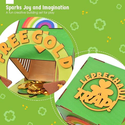 St Patricks Day Wooden Leprechaun Trap Kit for Kids, DIY St Patricks Day Crafts Leprechaun Trap Supplies for Class in Saudi Arabia
