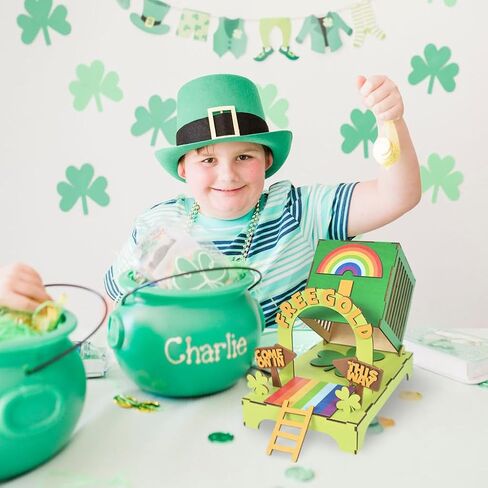 St Patricks Day Wooden Leprechaun Trap Kit for Kids, DIY St Patricks Day Crafts Leprechaun Trap Supplies for Class in Saudi Arabia