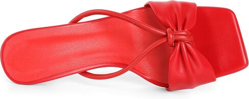 Soireelady Womens Heeled Mules Square Open Toe Stiletto High Heeled Sandals Slip On Bow Heel Slide Heels Dress Shoes 3.5 Inch in Saudi Arabia