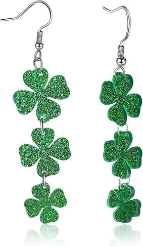 Artlunar St. Patricks Day Earrings Sparkly Acrylic Green Shamrock Lucky Clover Dangle Earrings for Women St. Patrick's Gifts in Saudi Arabia