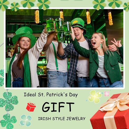 Artlunar St. Patricks Day Earrings Sparkly Acrylic Green Shamrock Lucky Clover Dangle Earrings for Women St. Patrick's Gifts in Saudi Arabia