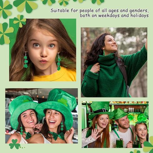 Artlunar St. Patricks Day Earrings Sparkly Acrylic Green Shamrock Lucky Clover Dangle Earrings for Women St. Patrick's Gifts in Kuwait