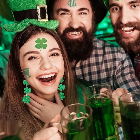 Artlunar St. Patricks Day Earrings Sparkly Acrylic Green Shamrock Lucky Clover Dangle Earrings for Women St. Patrick's Gifts in Kuwait