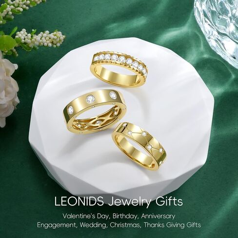 Moissanite Stackable Rings for Women | 925 Sterling Silver 14K Gold Plated Wedding Engagement Promise Eternity band Non Tarnish | Jewelry Birthday Gifts for Her Size 5-10 in Saudi Arabia