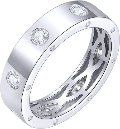Moissanite Stackable Rings for Women | 925 Sterling Silver 14K Gold Plated Wedding Engagement Promise Eternity band Non Tarnish | Jewelry Birthday Gifts for Her Size 5-10 in Saudi Arabia