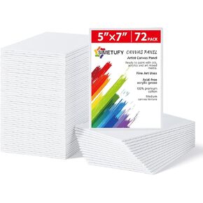 Simetufy 72 Pack Canvas Boards for Painting 5 x 7 inch, Blank Canvas Panels- Gesso Primed Acid-Free 100% Cotton for Acrylics Oil Watercolor Tempera Paints