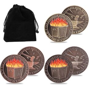 3pcs Dumpster Fire Coin, Double Sided Dumpster Fire Challenge Coin with Velvet Bag Hilarious Medallion Funny Staff Appreciation Gifts for Coworker Colleagues Office Inspirational Desk Accessories