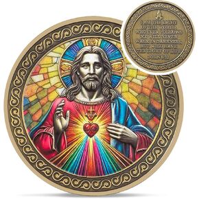 Colorful Nativity Christian Challenge Coin - John 12:46 Jesus Religious Token - Art God Pocket Bible Verses Coins for Study - Good Luck Commemorative Gifts for Men Women Kids Coworker