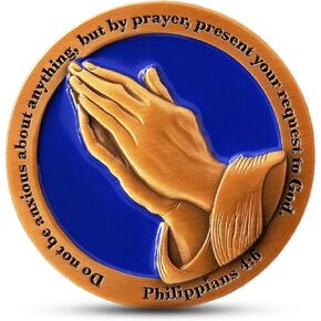 1pc Serenity Prayer Coin - Philippians 4:6 Do Not Be Anxious About Anything - 1.75" Antique Gold Color Plated Christian Challenge Coin - Pocket Hug Token - Bible Verse Prayer Gifts for Encouragement