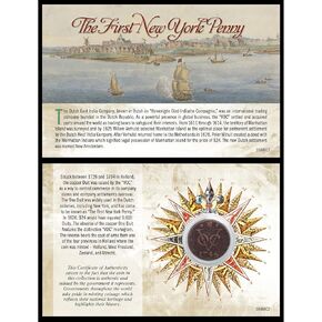 كنوز عملة American Coin The First New York Penny Coin ، التي تزيد عن 225 عامًا ، Copper One Duit ، الصادرة عن شركة الهند الشرقية الهولندية المعروفة باسم Voc ،