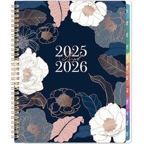 2025-2026 Planner - Academic Planner 2025-2026, 9" x 11", Jul.2025 - Jun.2026, 2025-2026 Academic Planner Weekly and Monthly with Colorful Tabs, Strong Twin-wire, Back Pocket - Engraved Floral