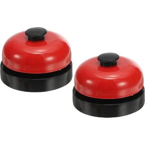 PATIKIL Desk Call Bell 2.5" Diameter,2 Pcs Dinner Desk Front Bell for Service with Metal Anti-Rust Construction for Hotel Restaurant Reception Areas Office Warehouse, Black/Red