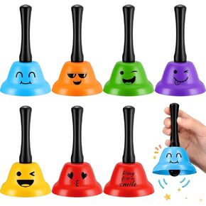 6 PCS Call Bell Hand Bell for Service Smile Bell Ringing Bell for Desk Nurse Bell for Hotel Counter Restaurant Line Food Line Wedding Bell (6 Color)