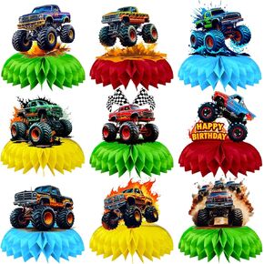 9 Pcs Monster Truck Centerpieces Monster Truck Birthday Decorations Monster Truck Table Decorations Monster Truck Party Supplies