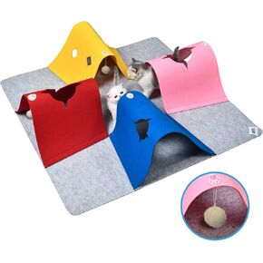 Felt Cat Toys, Collapsible Cat Tunnels with Plush Ball for Indoor Cats for Small Animals Pets, Kittens, Ferrets, Bunny Rabbits, Puppy and Dogs