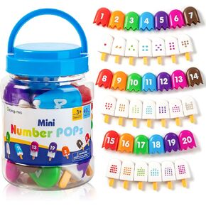 40 Pcs Number Popsicles, Number 1-20, Educational Number Toys for Toddlers, Colorful Number Matching Game
