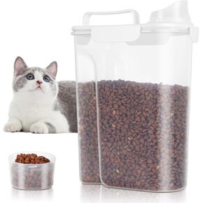 5-7 lbs Dog Food Storage Container, Pet Cat Food Container with Airtight Lid | Large Pour Spout | Measuring Cup | Portable Handle, BPA-Free Food Container Bird Seed