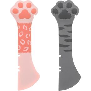 2 Pcs Dog Cat Food Spoon Cat Wet Food Spoon Silicone Pet Food Can Opener Spatula Scoop Mixing Spoons Mini Spatula for Pet Canned Food Cute Paw Cat Food Spoon for Wet Food Small Feeding Jars Spatulas