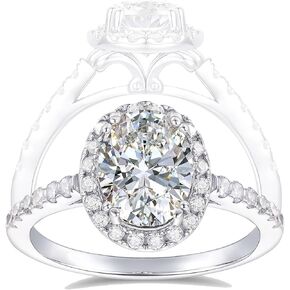 14K الذهب الصلب 7x9mm قطع البيضاوي د حلقات خطبة مويسانيت للنساء