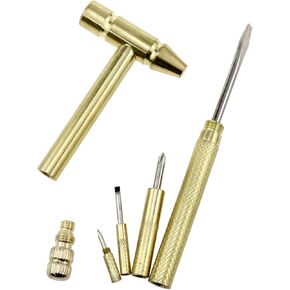 Micro Copper Hammer 6 in 1 Copper Hammer Multifunction Mini Tiny Hammer Screwdriver مثالية لمجوهرات صانع الساعات وأكل الجوز 1PCs