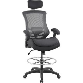 BOLISS 400lbs High Back Mesh Ergonomic Computer Office Drafting Chair with Super Soft Adjustable Arms Molded Foam Double Seat Cushion Adjustment Lumbar Support Big Foot Ring (Black)