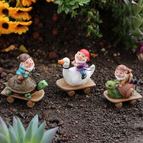 3pcs 3d mini gnome تمثال ، سلحفاة ركوب جنوم ، البط ، تمثال الحلزون ، الحرف الراتنجات الخيالية في الهواء الطلق ، الحلي المناظر الطبيعية الدقيقة ، المناظر الطبيعية ديي حديقة التماثيل ، ساحة العشب ديكور المنزل (3 أجهزة كمبيوتر)