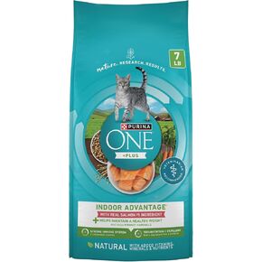 Purina ONE Natural Low Fat, Indoor Dry Weight Control High Protein Cat Food Plus Indoor Advantage with Real Salmon - 7 lb. Bag