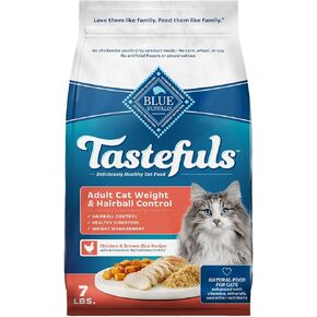 Blue Buffalo Tastefuls Adult Dry Cat Food for Weight Management & Hairball Control, Made in the USA with Natural Ingredients, Chicken Recipe, 7-lb Bag