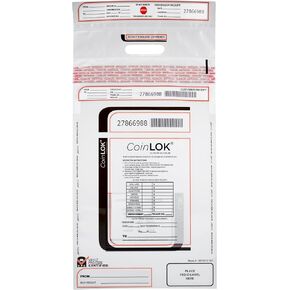 ControlTek CoinLok 12" x 24.5", Clear, 50 Bags, Tamper Resistant Coin Bag, Cash Register Money Bag for Bank Deposit, Security Bags Hold Up To 50lbs of Coins 585100