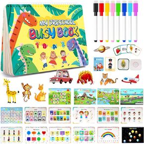 Montessori Busy Book for Toddlers 1-3 3-5, My Preschool Busy Book Sensory Toys for 3 4 5 6 Year Old Kids, Education Workbook Learning Activities - Christmas Birthdays Gifts for Boys and Girls