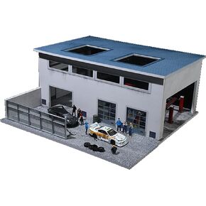 1:64 Scale Diorama Collection with LED Lighting - Includes Factory Building, DTM Light Version Track, Initial D Container, and More, Perfect for Mini GT, Time Micro, Hot Wheels, Tomica Cars (Factory)