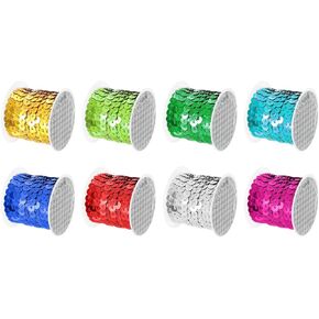 uxcell 8 Colors 40yds requins requins ، 6mm spangle paillette string spool roll strep string marbon for fringe sewing diy projects