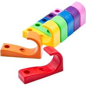 Heavy Duty Hooks for Hanging Coats, Jackets, Backpacks, Baseball Hats - Wall Mounted Rainbow Color Hangers for Kids, Perfect Hook for Classrooms, Bathroom Robes and Towels | J Hook 7-Pack