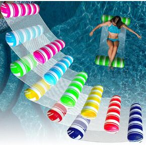 6 Pack Inflatable Pool Floats Adult Size Water Hammock,Water Floaties for Adults,4-in-1 Multi-Purpose Pool Floating Toys,Pool Rafts Lounge Chairs Floaties,for Adults Vacation Fun and Rest