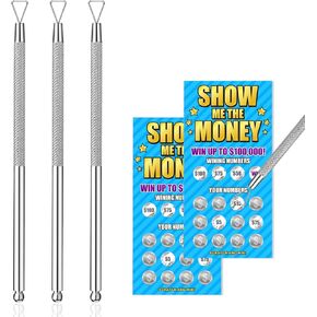 3pcs Lottery Ticket Scratcher Tool,Scratch Off Tools for Lottery Ticket Holders,Lotto Metal Scraper Tool,Lottery Scratcher Tackle,Suitable for Scratch Tickets and Stickers(Silver)