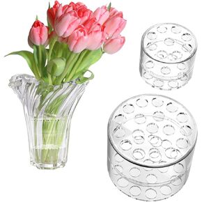 GeeRic Spiral Ikebana Stem Holder Clear, 2 Pack Flower Stem Holder for Vases, Twister Flower Arrangement Holder (Transparent, S+L) in Kuwait